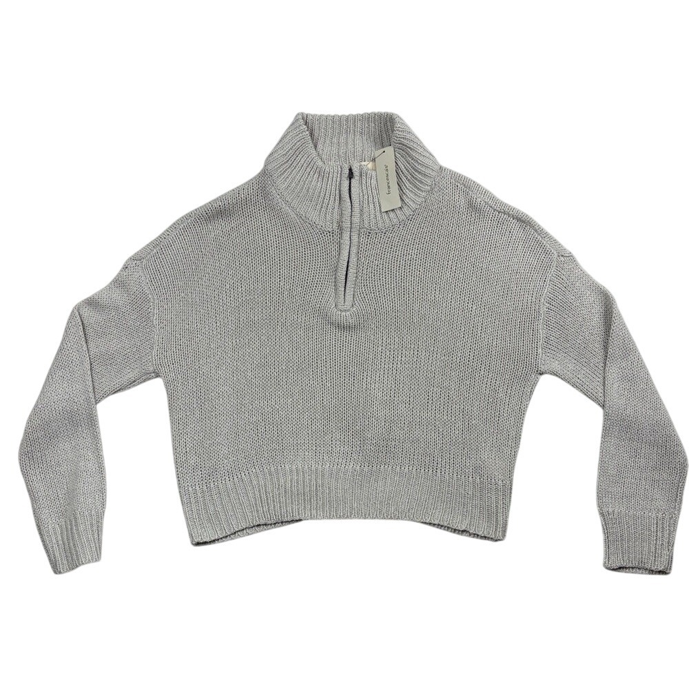 Francesca's Harper Heritage Cropped Sweater 1/4 Zip Turtleneck Womens Large‎ NWT